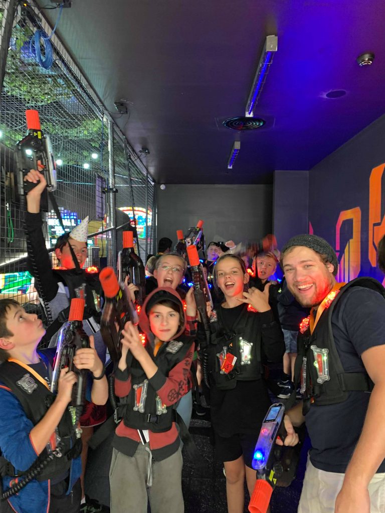 Laser tag with youth leader Luke